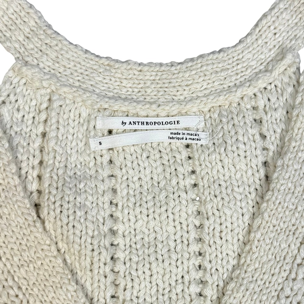 Anthropologie Ivory Cable Knit Tank Top Y2K Coquette Cottagecore Boho Chic S NWT - Picture 3 of 8